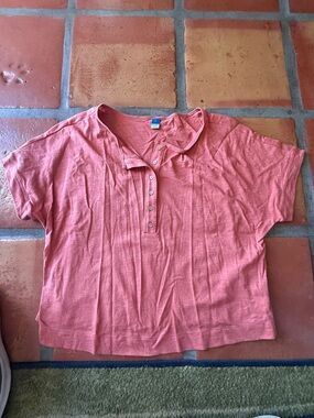 Old Navy Women's Coral Short-Sleeve Button Top